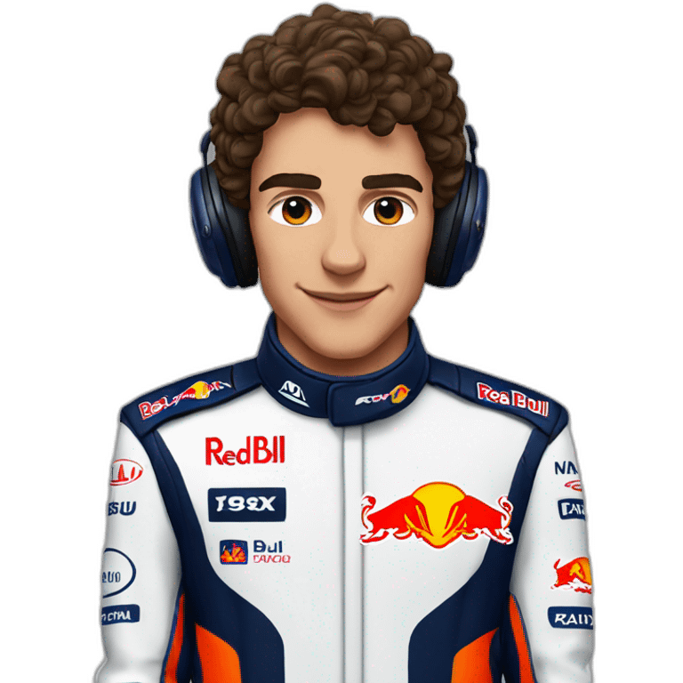 Lando Norris in a red bull f1 suit emoji