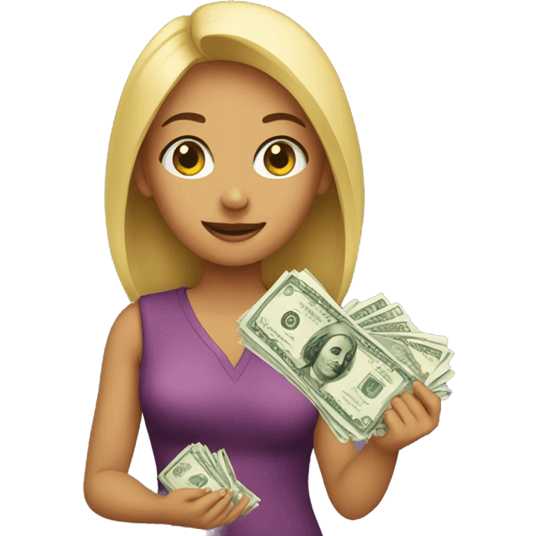 Female holding money emoji