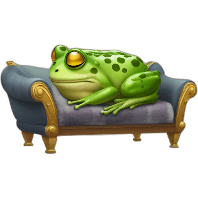 Queen frog spleeping on coach emoji