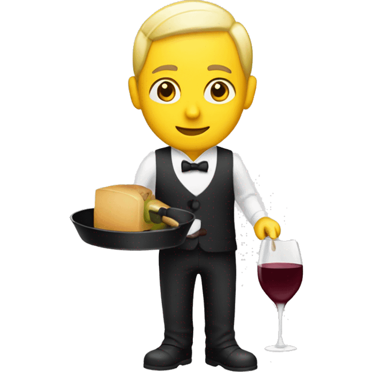 WAITER with tray and wine bottle (yellow emoji) emoji