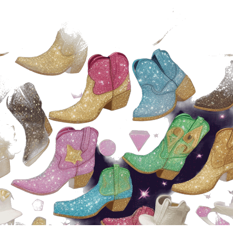 Diamond bedazzled glitter cowboy boots Betsy Johnson stars emoji