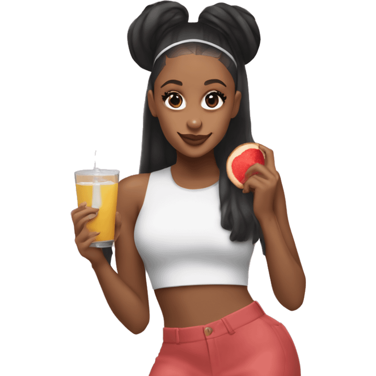 ariana grande black women with juice and cookie  emoji