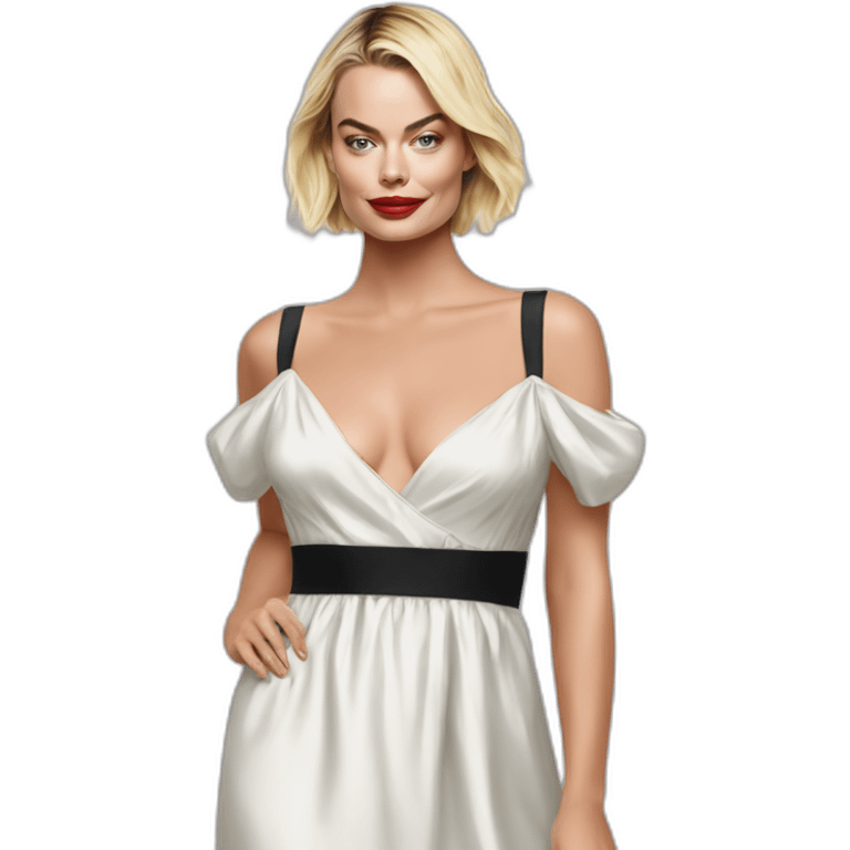 Margot robbie en mini robe noir emoji