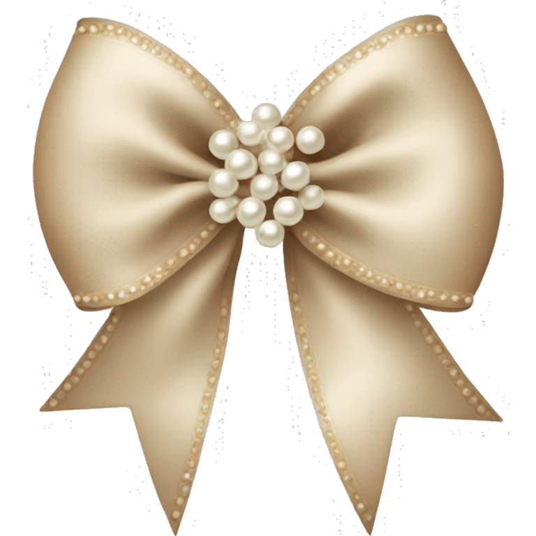 Beige Christmas bow with pearls emoji