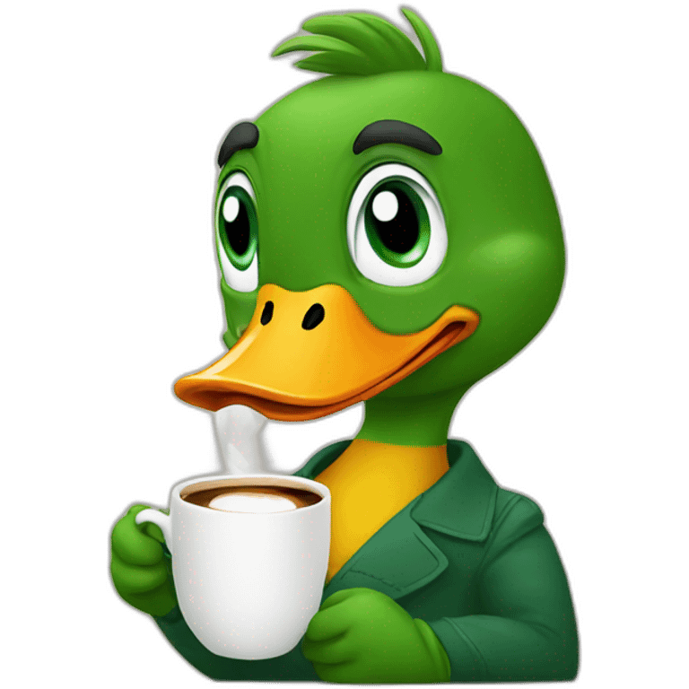 Duck drinking coffee emoji