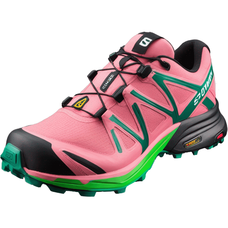 pink green salomon xt rush 2 shoe emoji