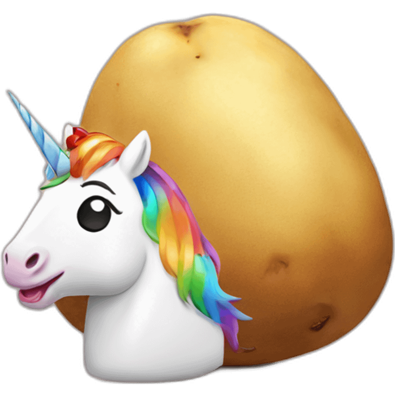 potato with unicorn head, rainbow emoji