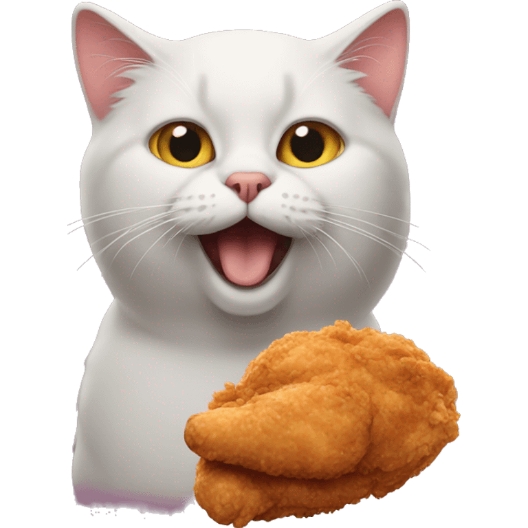 Cat with fried chicken emoji