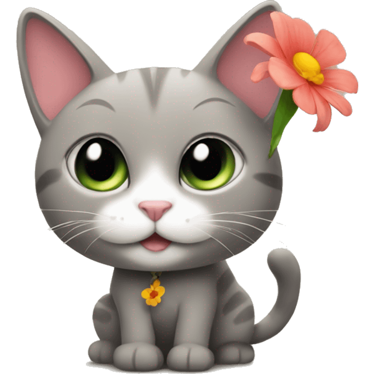 Cat with a flower emoji