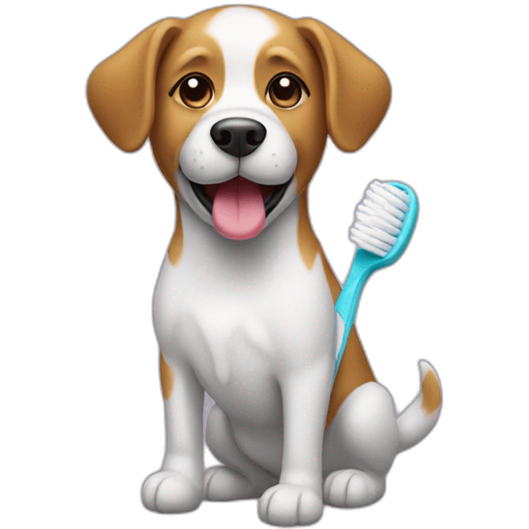 dog and toothbrush on the side emoji