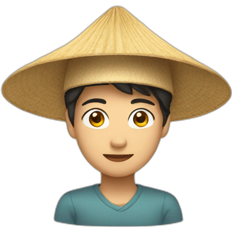 Asian with rice hat emoji