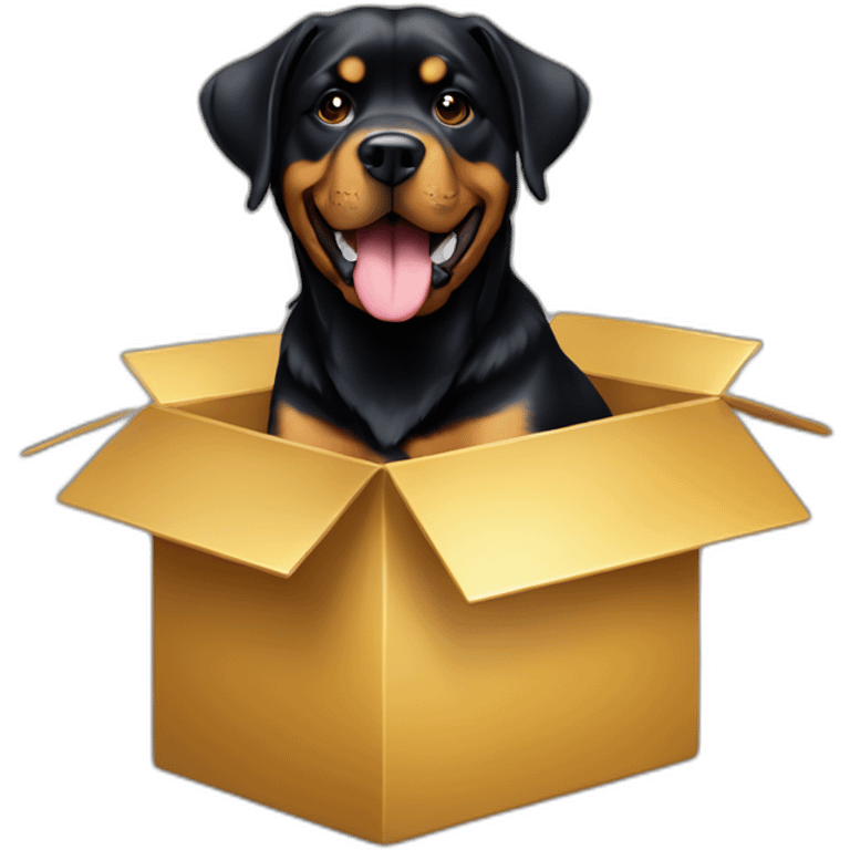 A Rottweiller with a golden in box emoji