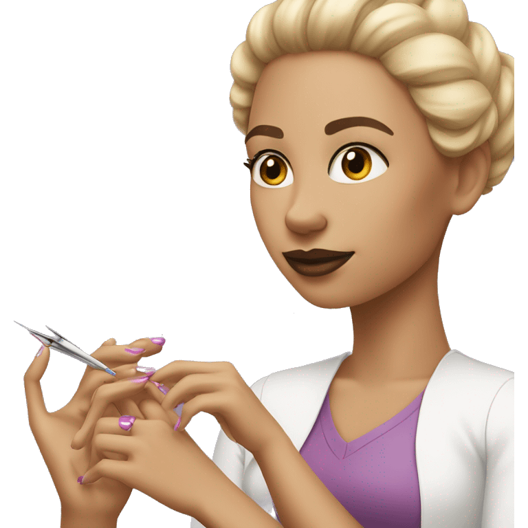 A light-skinned woman does a manicure emoji