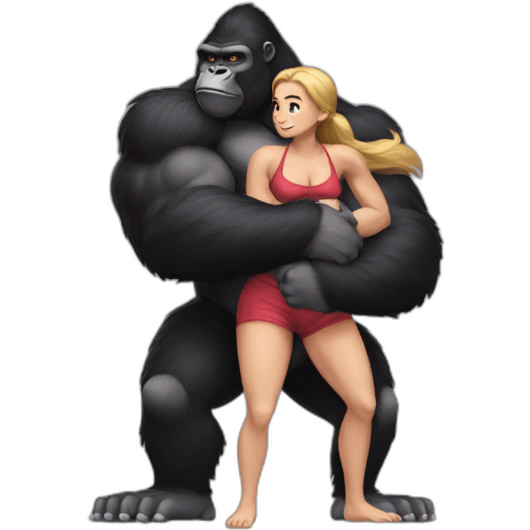 Big buff Kind Gorilla holding a girl on his arms emoji