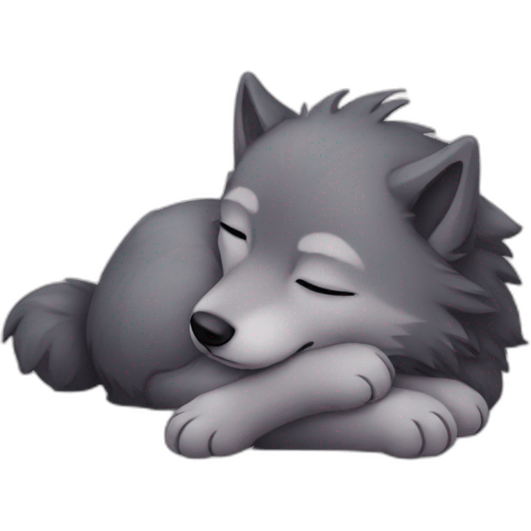 Chibi wolf sleeping emoji