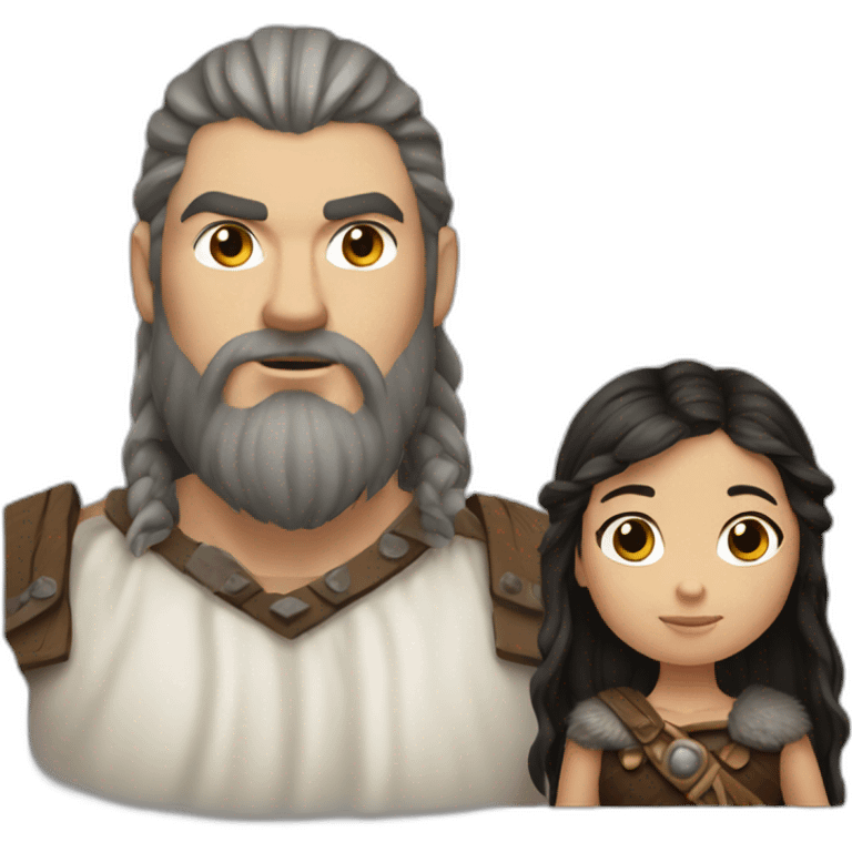 Viking and girl white dark hair emoji