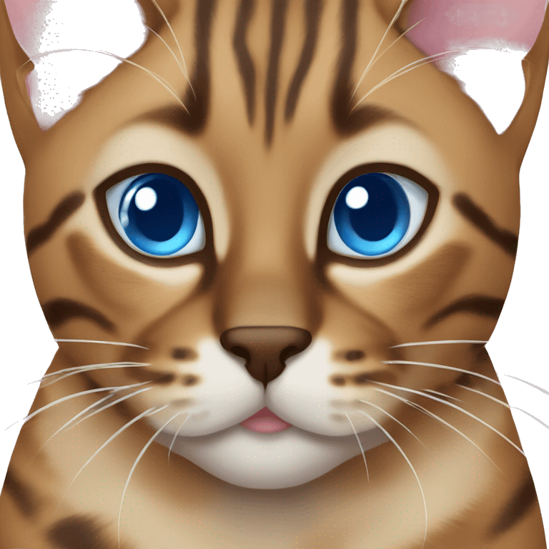 Brown bengal cat clear blue eyes emoji