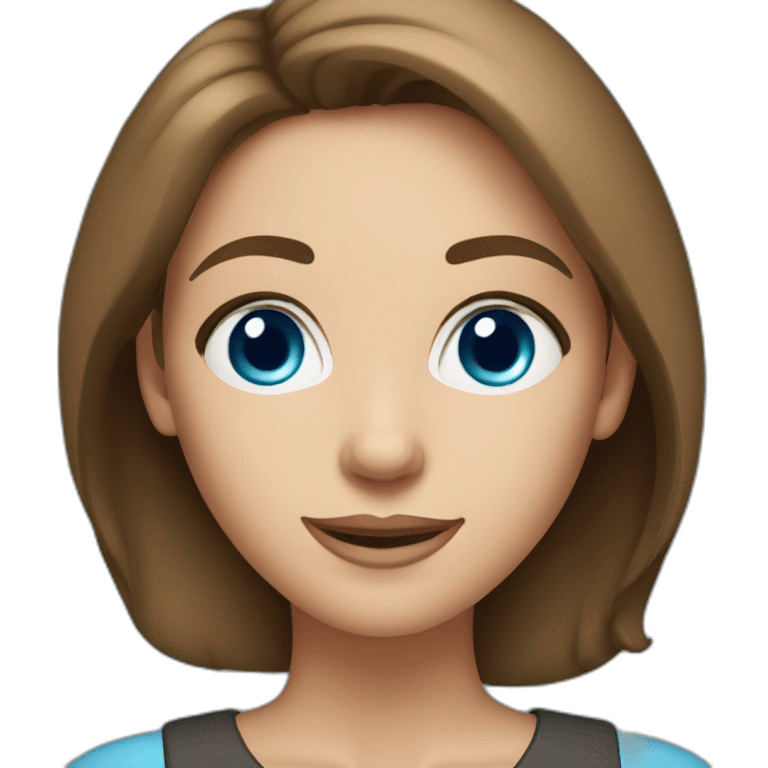 a presenter  girl with  blue eyes and brown hair emoji