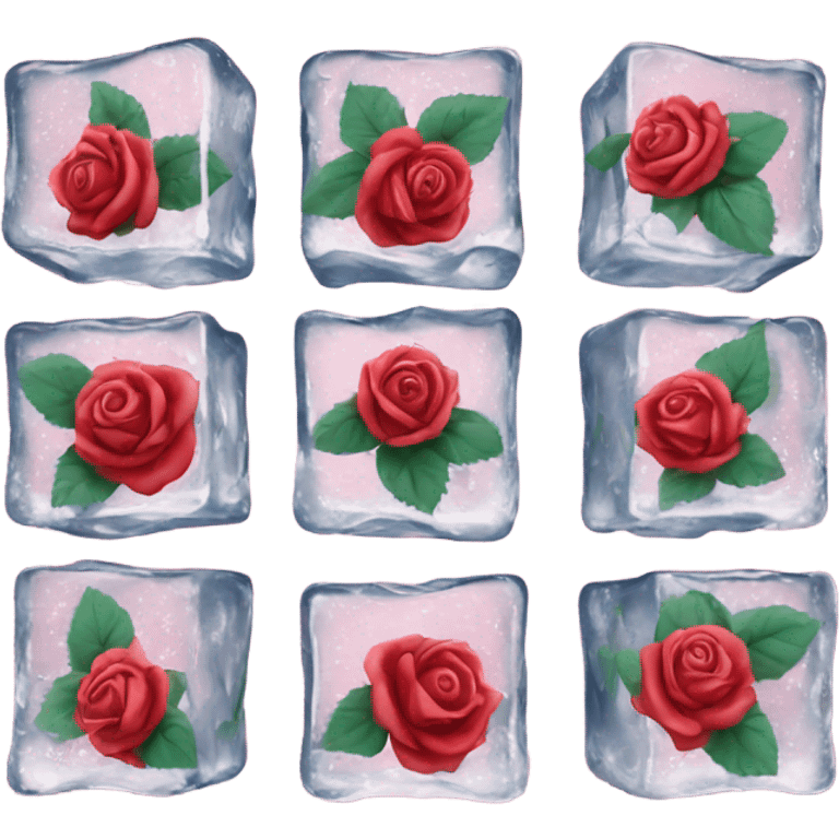 roses on ice cubes  emoji