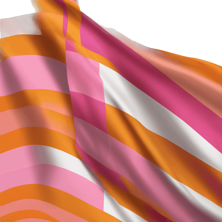 dark orange , orange, light orange, white, light pink, pink, dark pink horizontal stripe flag on flag pole  emoji