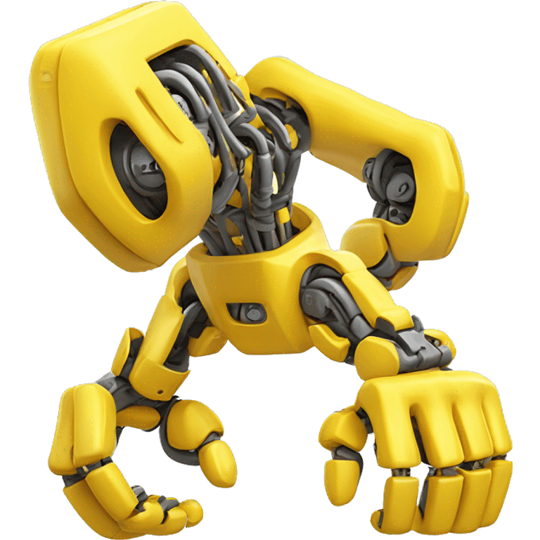 Flexing yellow robotic bicep with shocks and circuits that’s attached to the forearm emoji