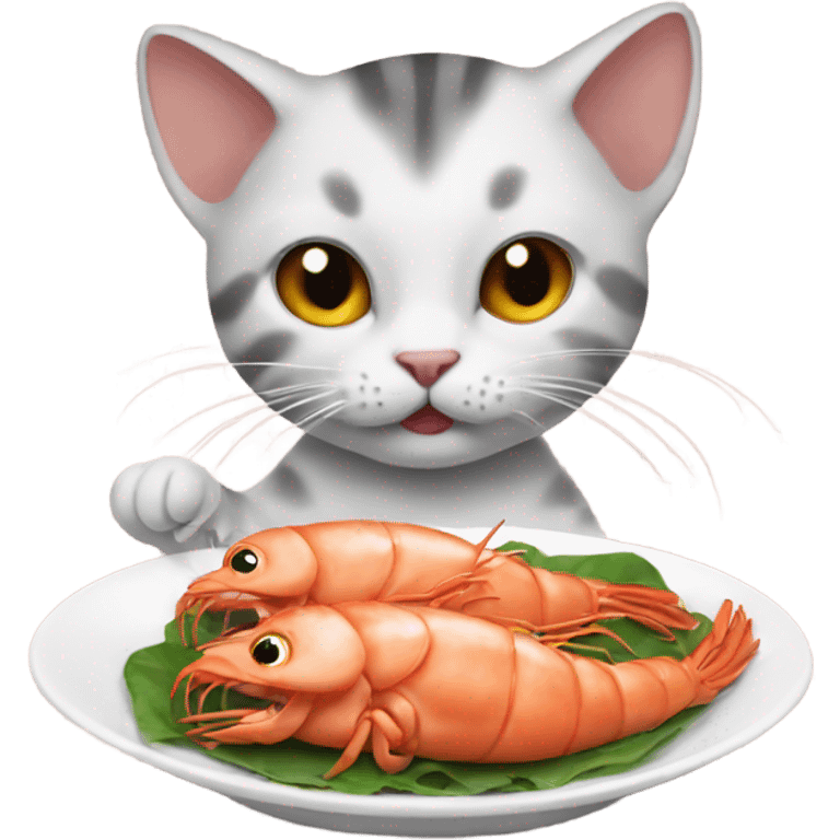 Cat eating prawns  emoji