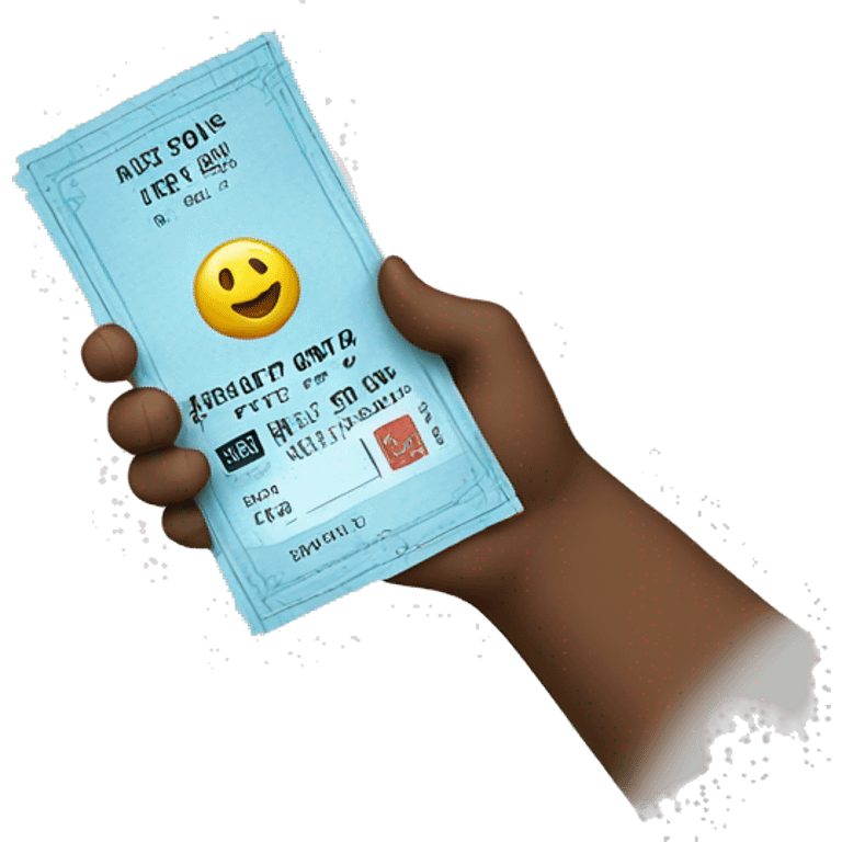 a hand holding a ticket emoji