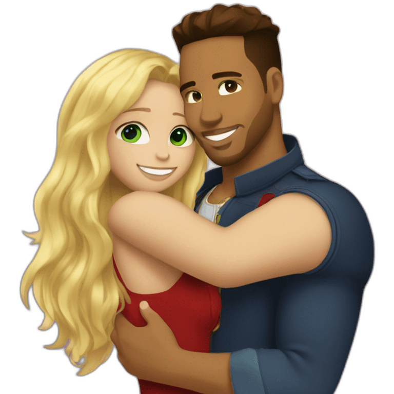 Romeo santos and blond girl green eyes hugging emoji