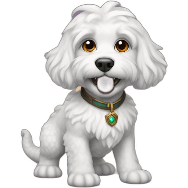 White cavapoo as dragon from World of Warcraft  emoji