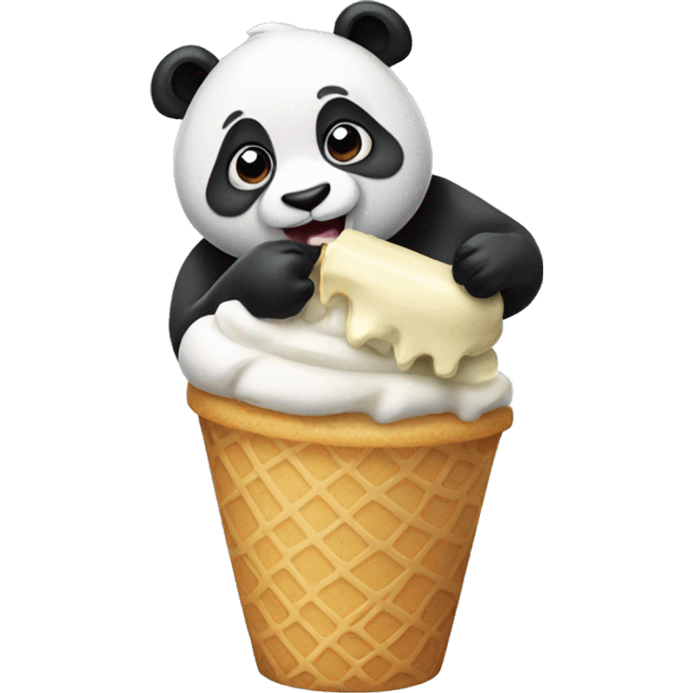 Panda eating ice cream emoji