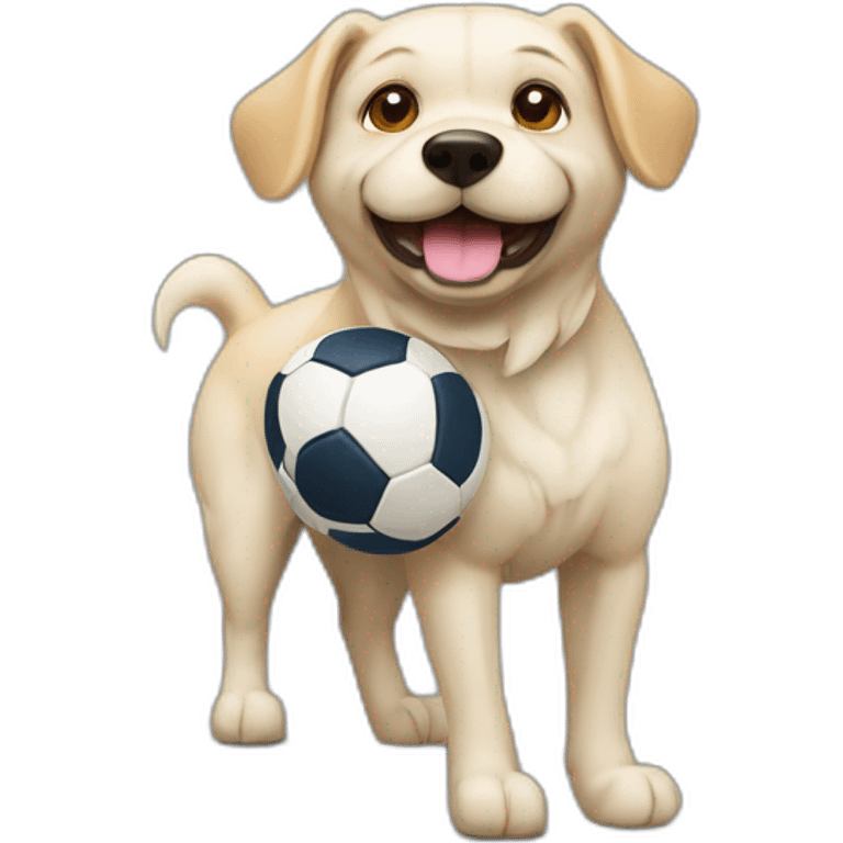 Chien qui coure avec un ballon de rugby emoji