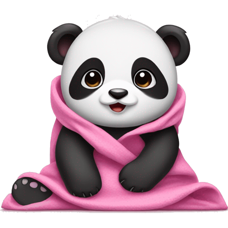 Cute baby panda with pink blanket  emoji