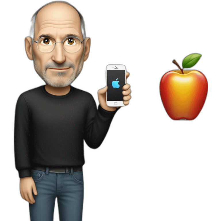 Steve jobs with iphone emoji