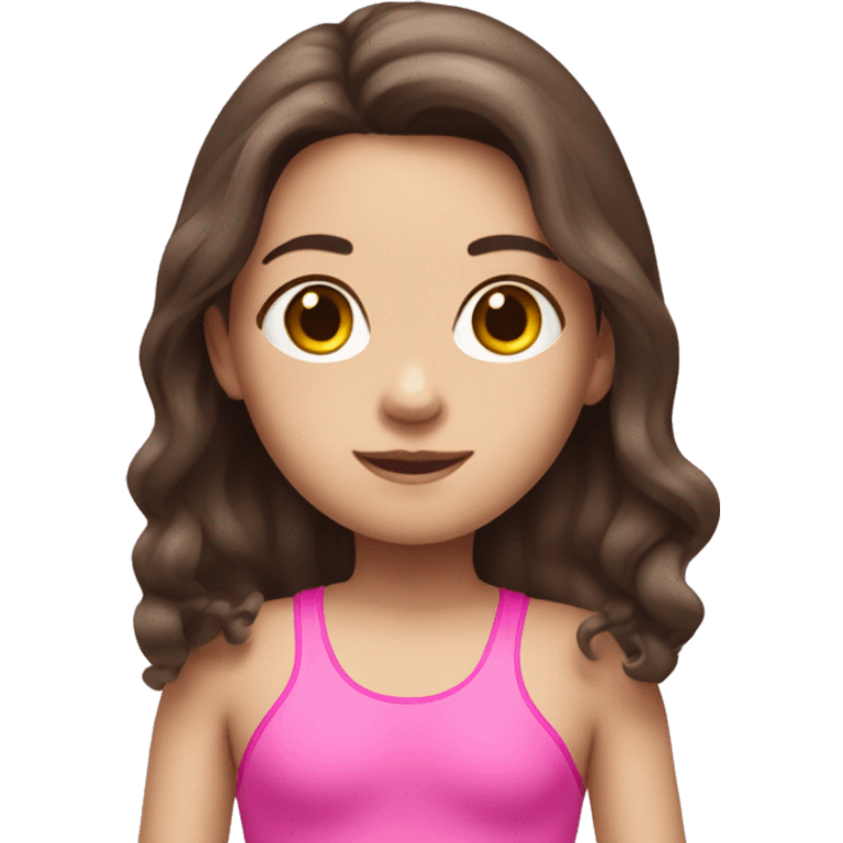 swimming little white girl with pink swimming suit dark brown long hair emoji