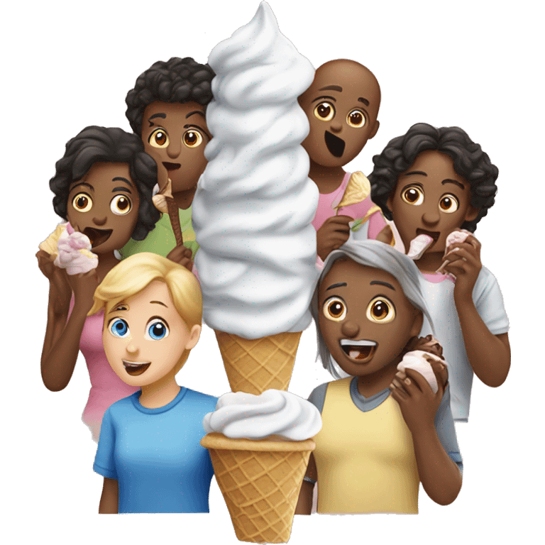 7 people eating ice cream emoji