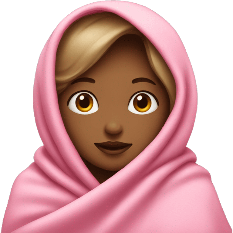 Girl with a pink blanket over her head emoji