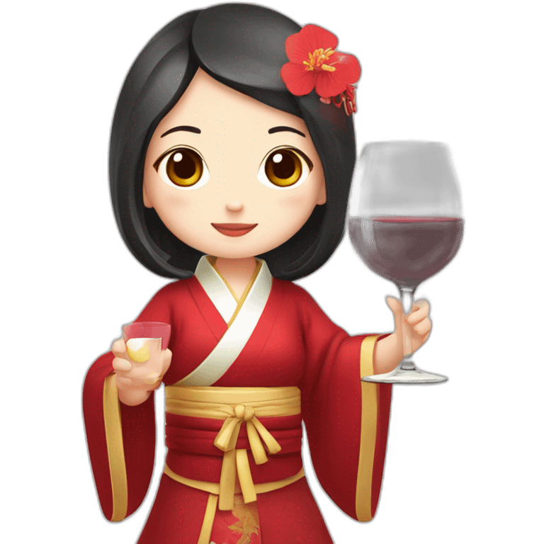 cute mazu girl hokkien taiwan red wine emoji