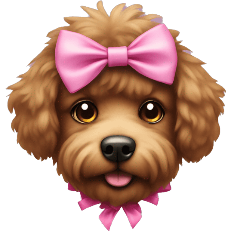 brown fluffy dog with pink bow  emoji