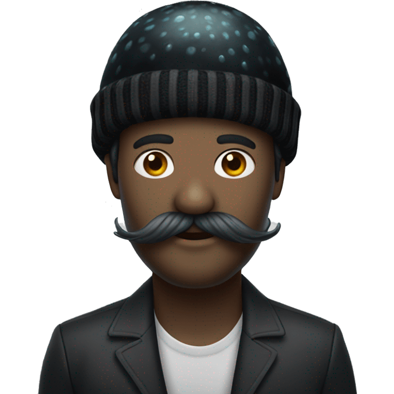 Black Portuguese man with a little bit of moustache and a black beanie   emoji