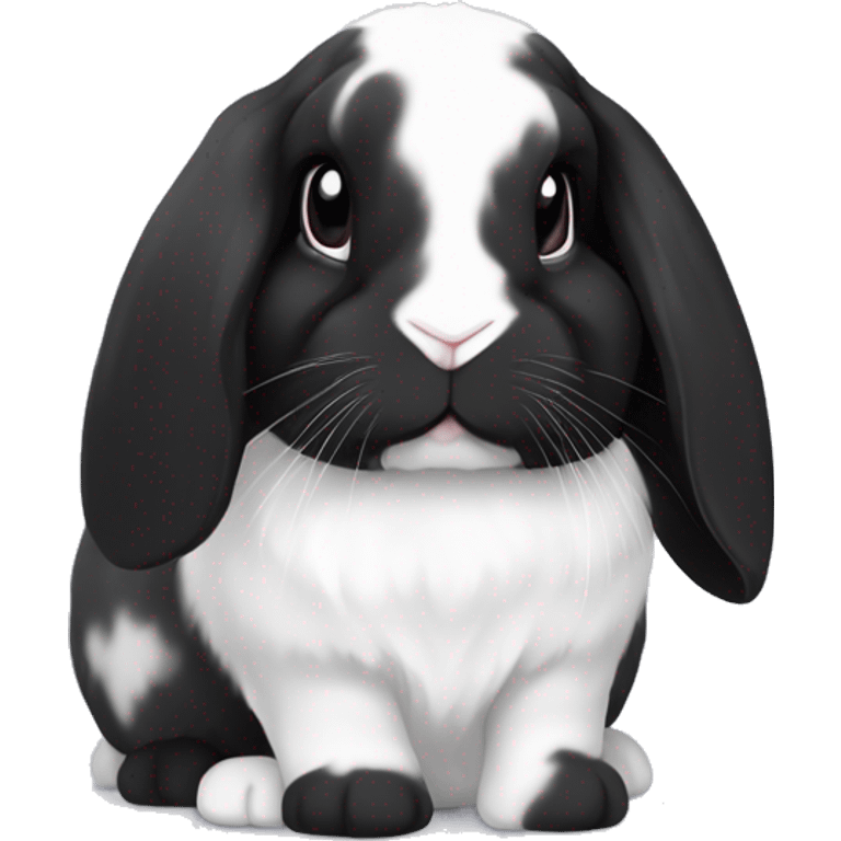 Black and white spot holland lop rabbit emoji