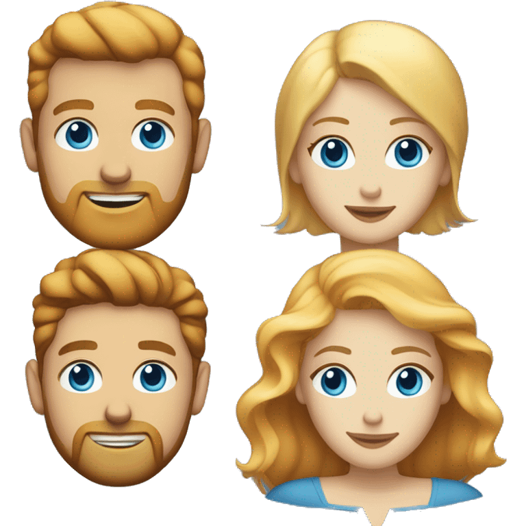 Couple white man with ginger hair and short beard and no mustache and blue eyes and a white woman with blonde hair and blue eyes  emoji