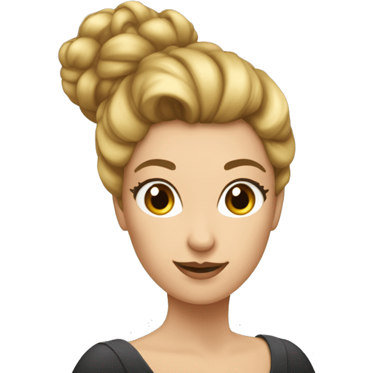 le de femme avec un gros chignon haut emoji