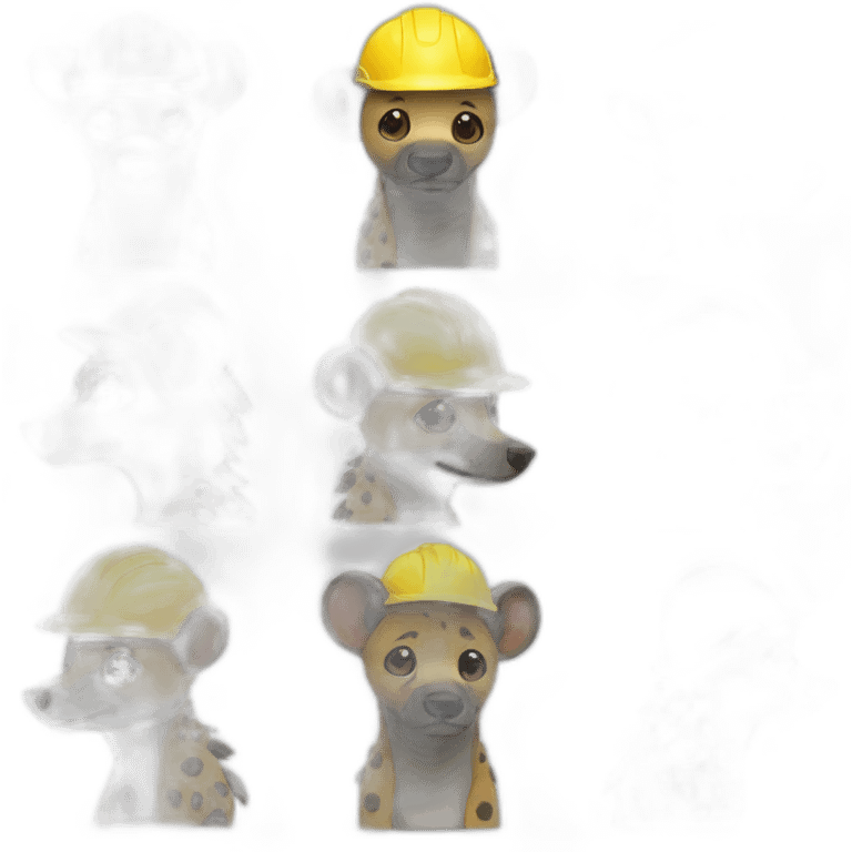 hyena walking wearing construction helmet emoji