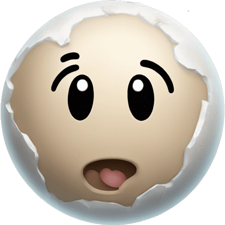 Pluto as a planet, depicted as a small, icy celestial body with a rocky surface and a heart-shaped icy region. The design should emphasize Pluto’s distinct features, such as its pale brown and white tones emoji