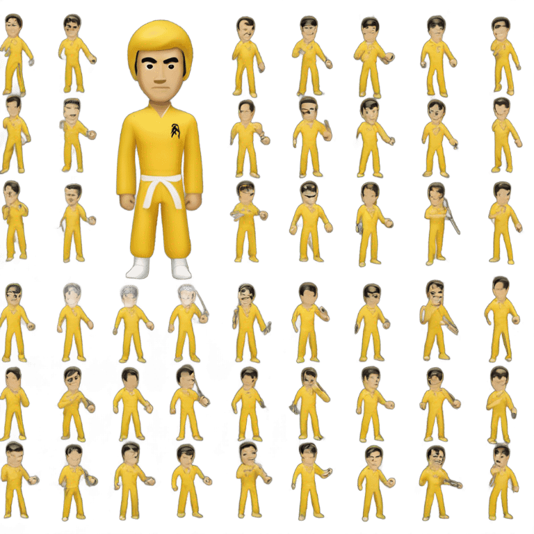 bruce lee wearing yellow jumpsuit with nunchucks  emoji