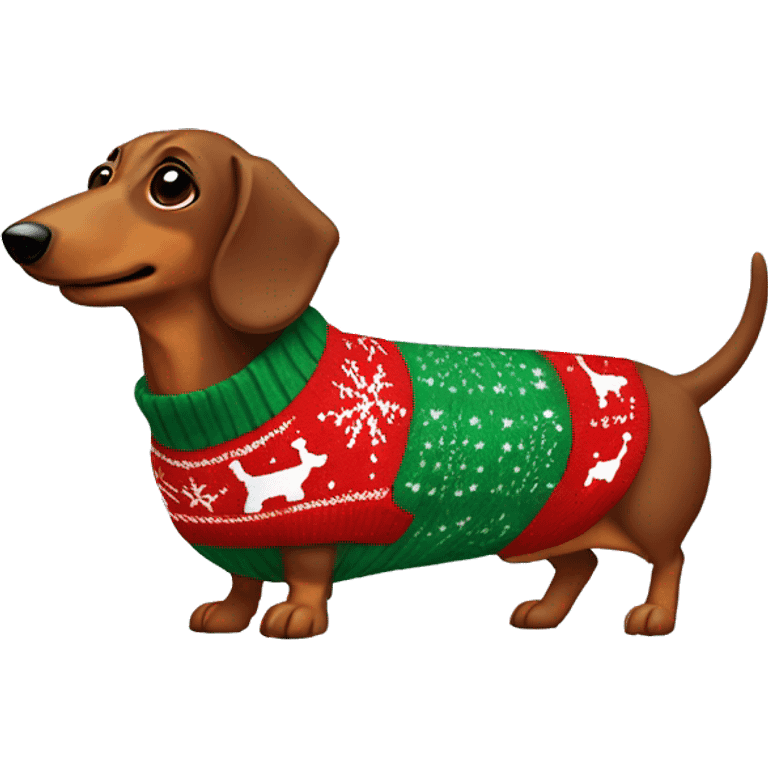 Sausage dog wearing Christmas jumper emoji