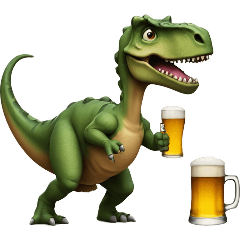 Dinosaur with beer and gun emoji