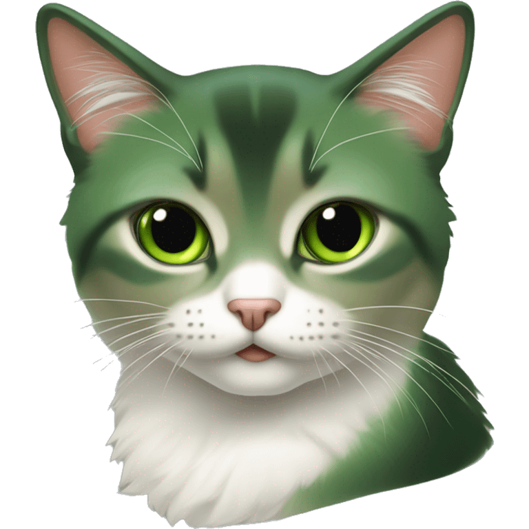 Chat de gouttière bi color yeux vert emoji