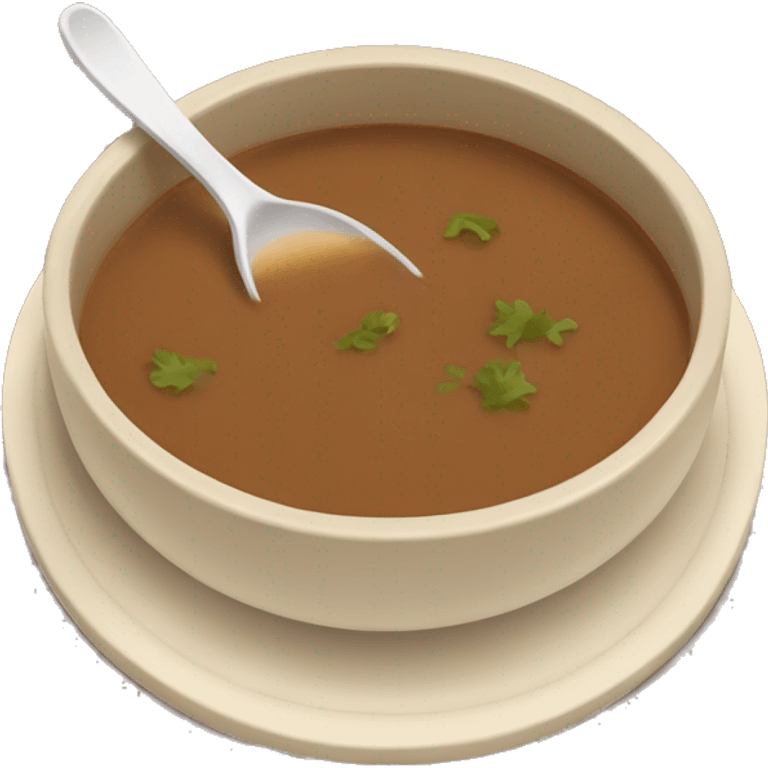 brown soup with beige plate and spoon emoji