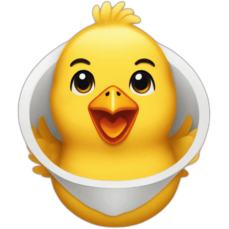 yellow chicken with bib that says Let's Eat! emoji